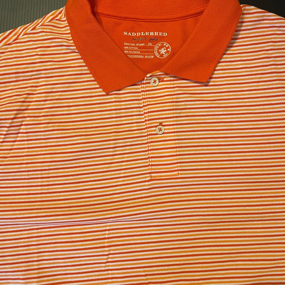 Saddlebred Orange and White Striped Polo Shirt